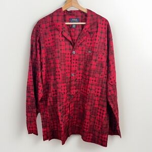 POLO RALPH LAUREN Mens Sleepwear Size L Red Plaid Button Down Collared Shirt